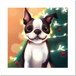 Cute Boston Terrier Drawing Posters and Art